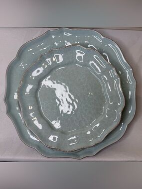 Blue Casa Stone by Casafina Made in Portugal 2 Salad Plates & 1 Dinner Plate